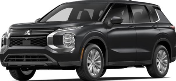 black Mitsubishi SUV side and front view on a white background
