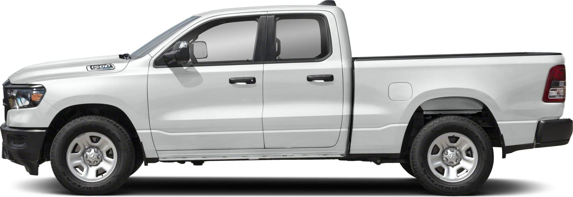 side view of a white pickup truck with extended cab and covered bed on a white background
