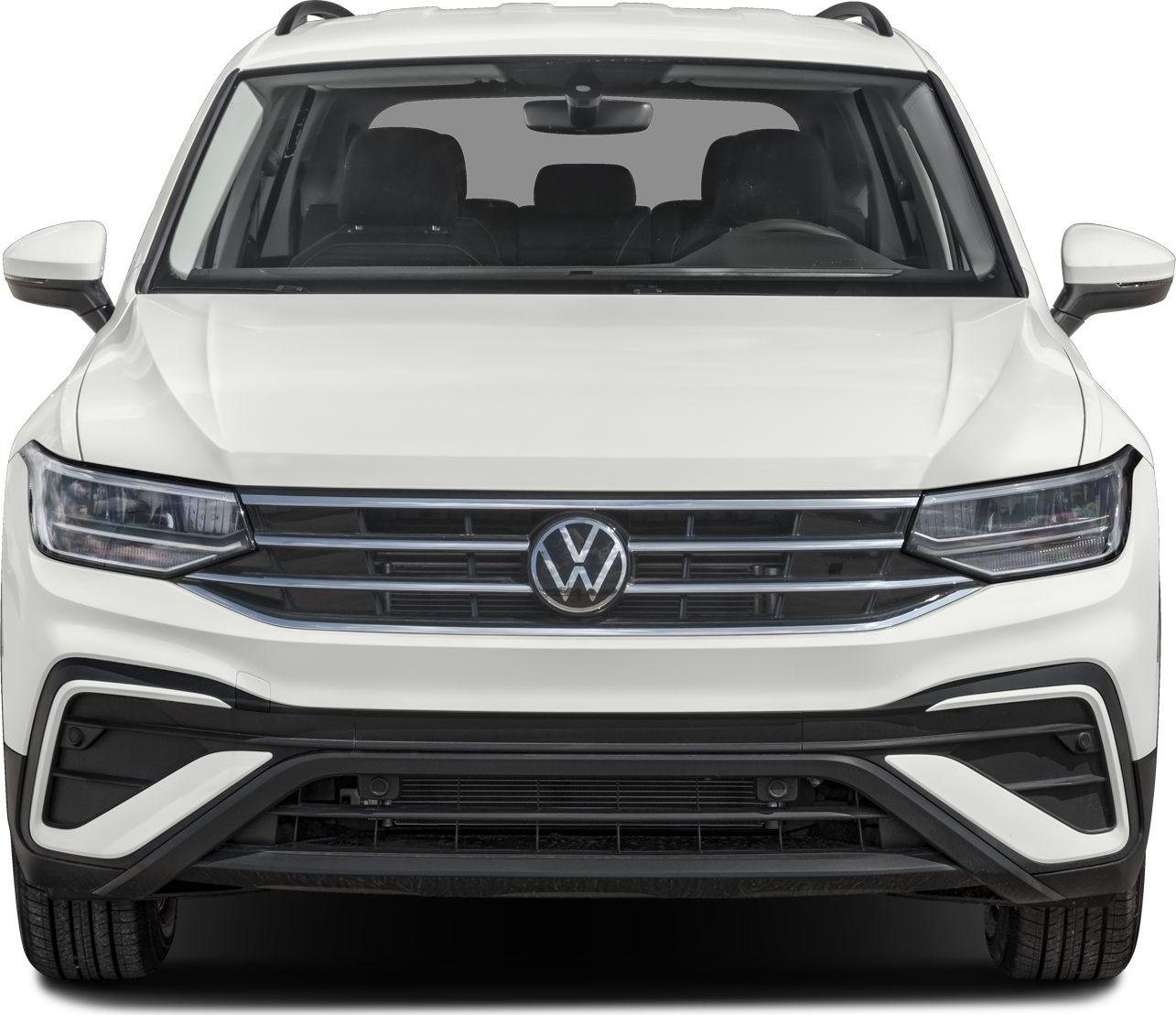 front view of a white Volkswagen car showing the grille, headlights, and Volkswagen logo on a white background