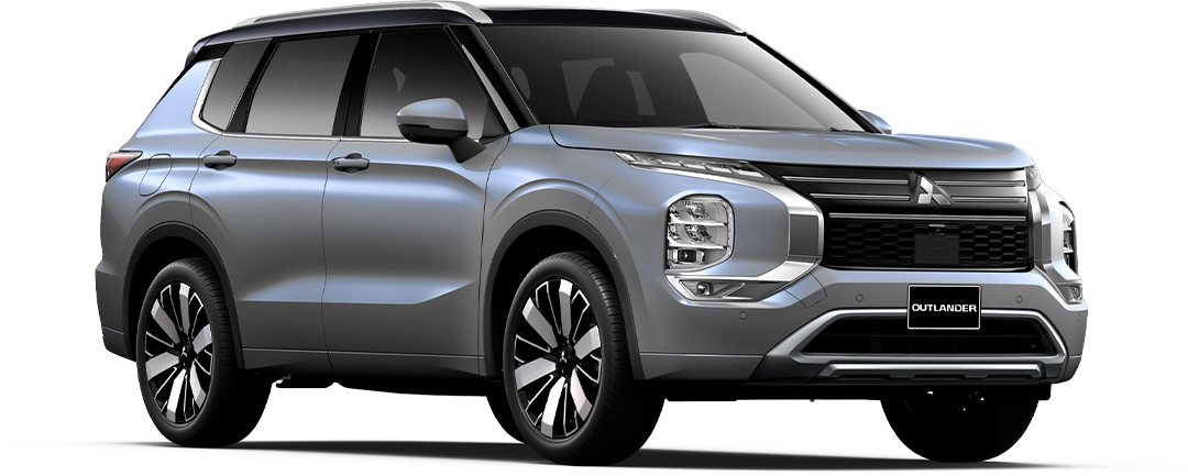 silver Mitsubishi Outlander SUV front side view isolated on white background