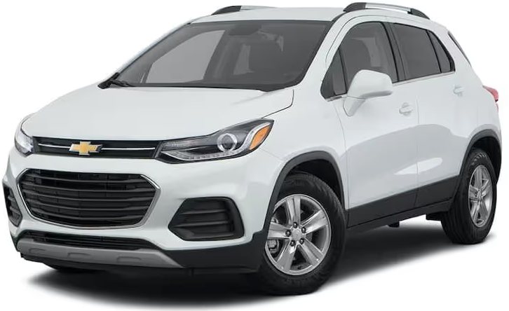 white Chevrolet compact SUV front side view on a white background