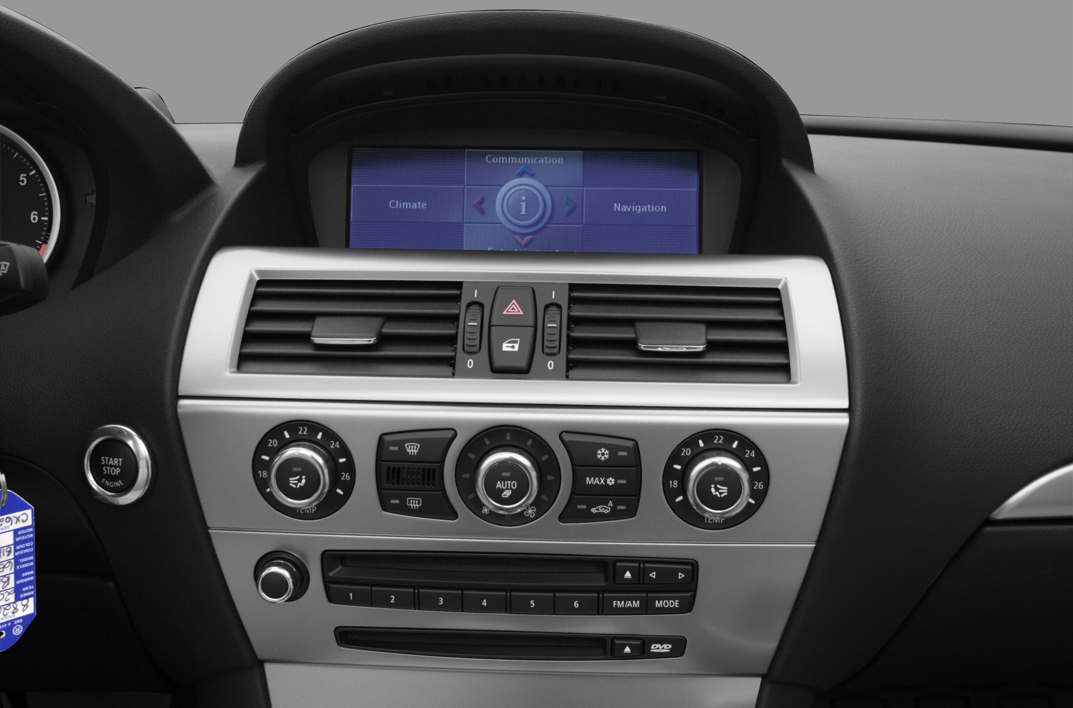 Dashboard with climate controls and multimedia interface