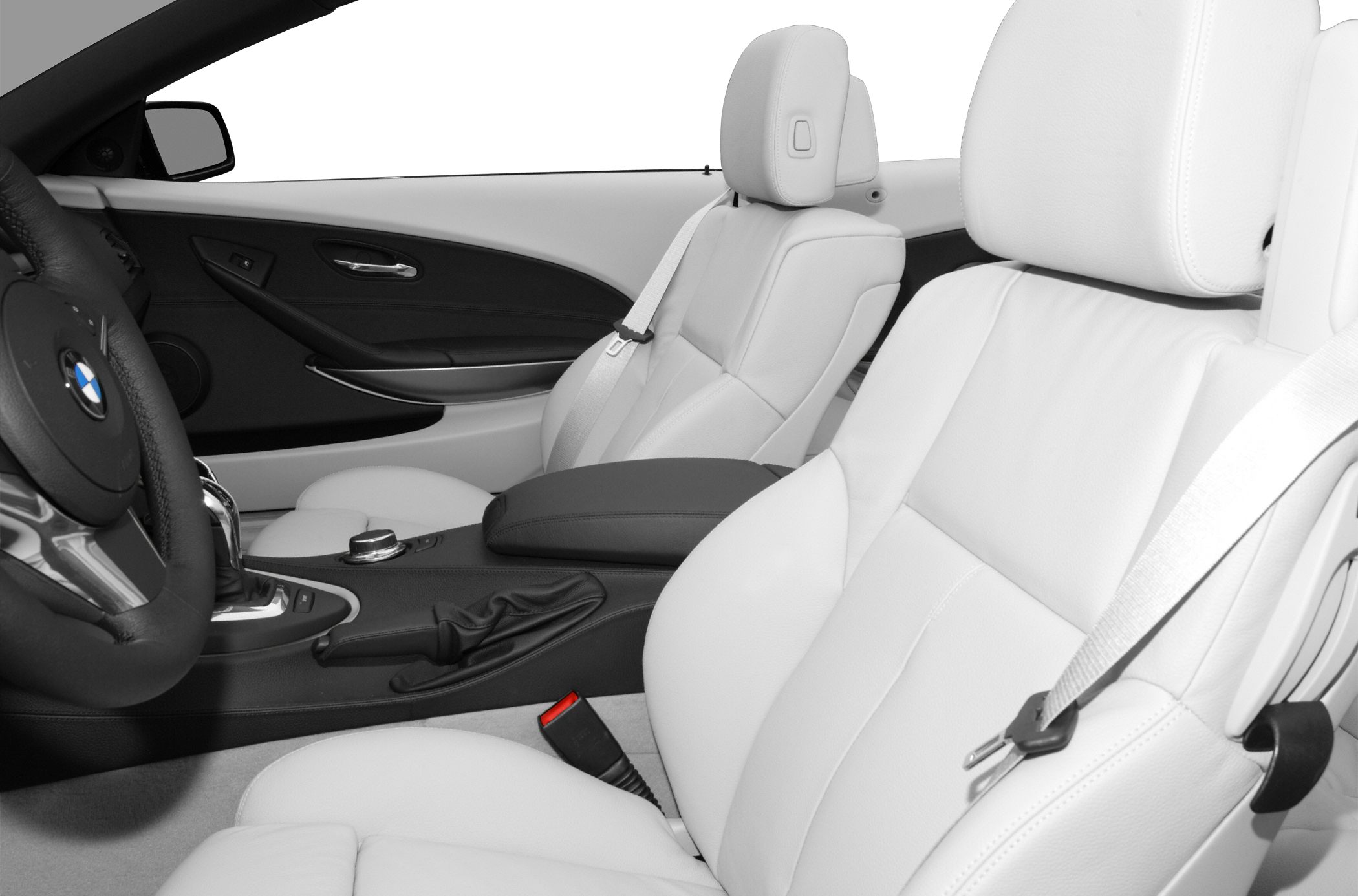 Luxurious white leather seats and ergonomic interior design