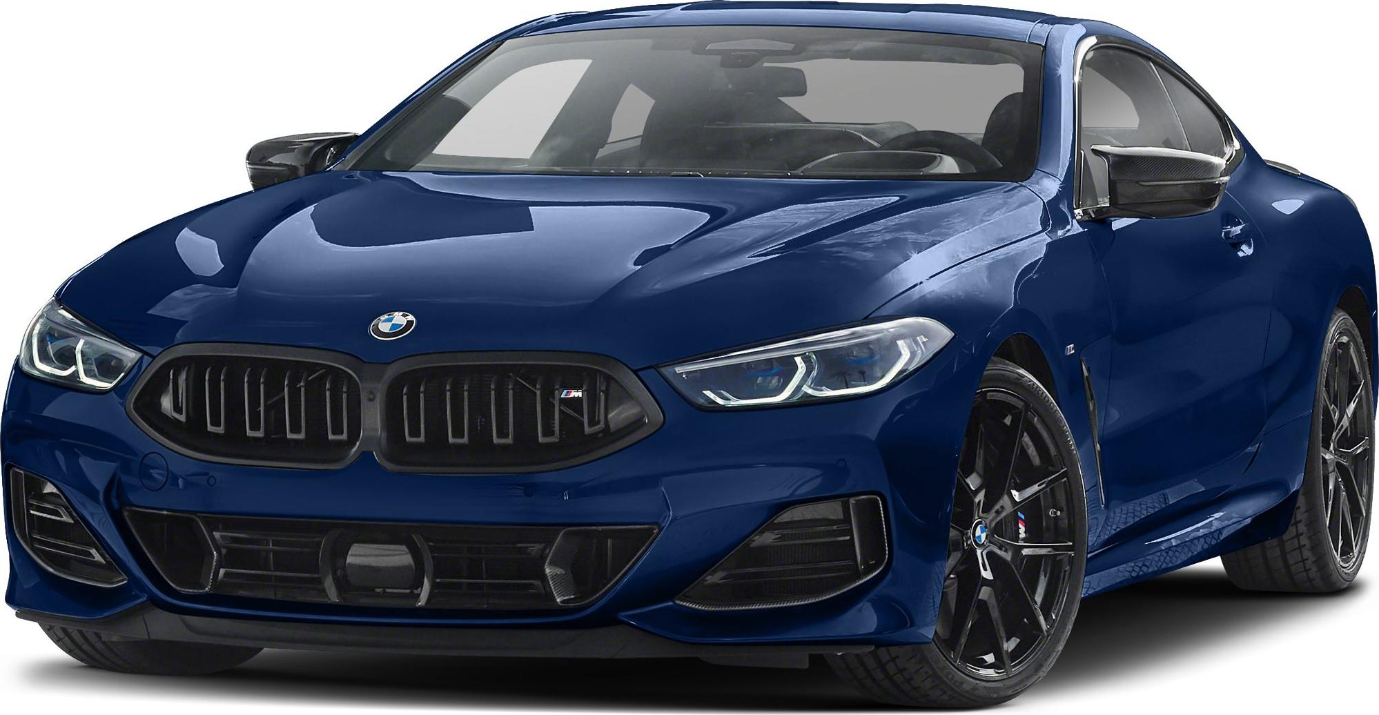 Aggressive front grille and sleek LED headlights in modern coupe design
