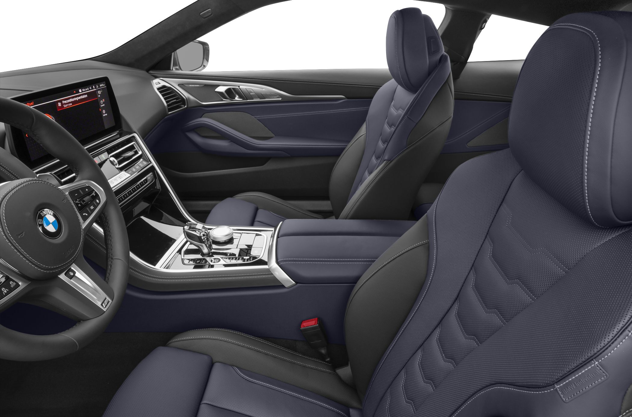 Luxury leather seats with modern dashboard and control interface