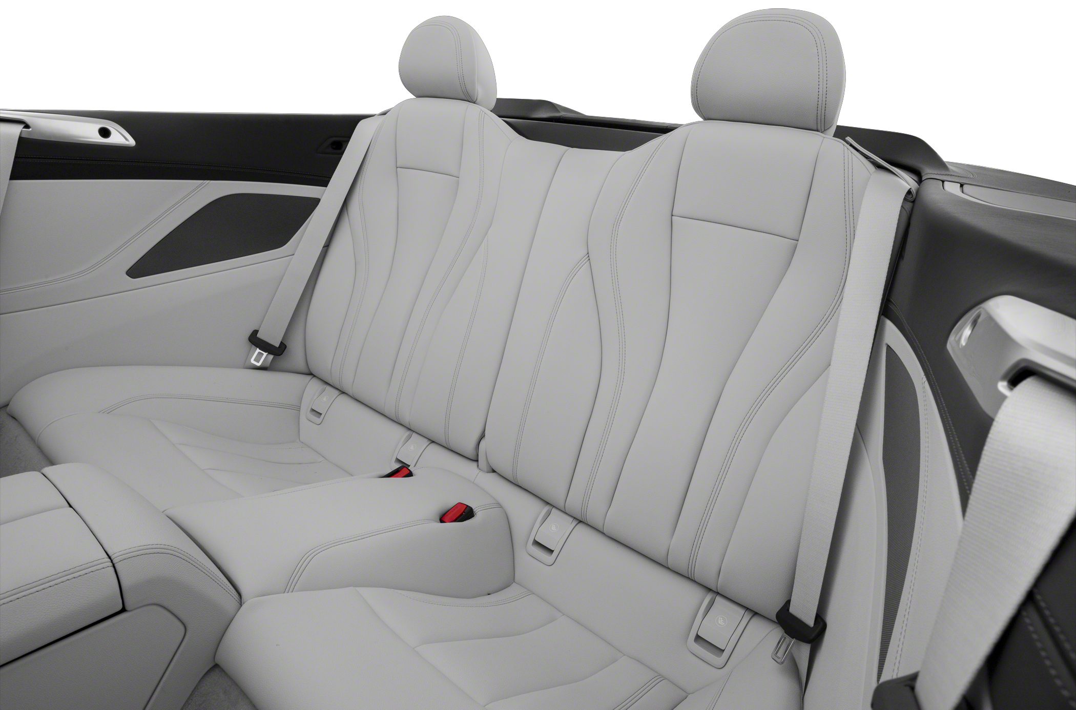 Luxury leather rear seats with integrated seat belts.