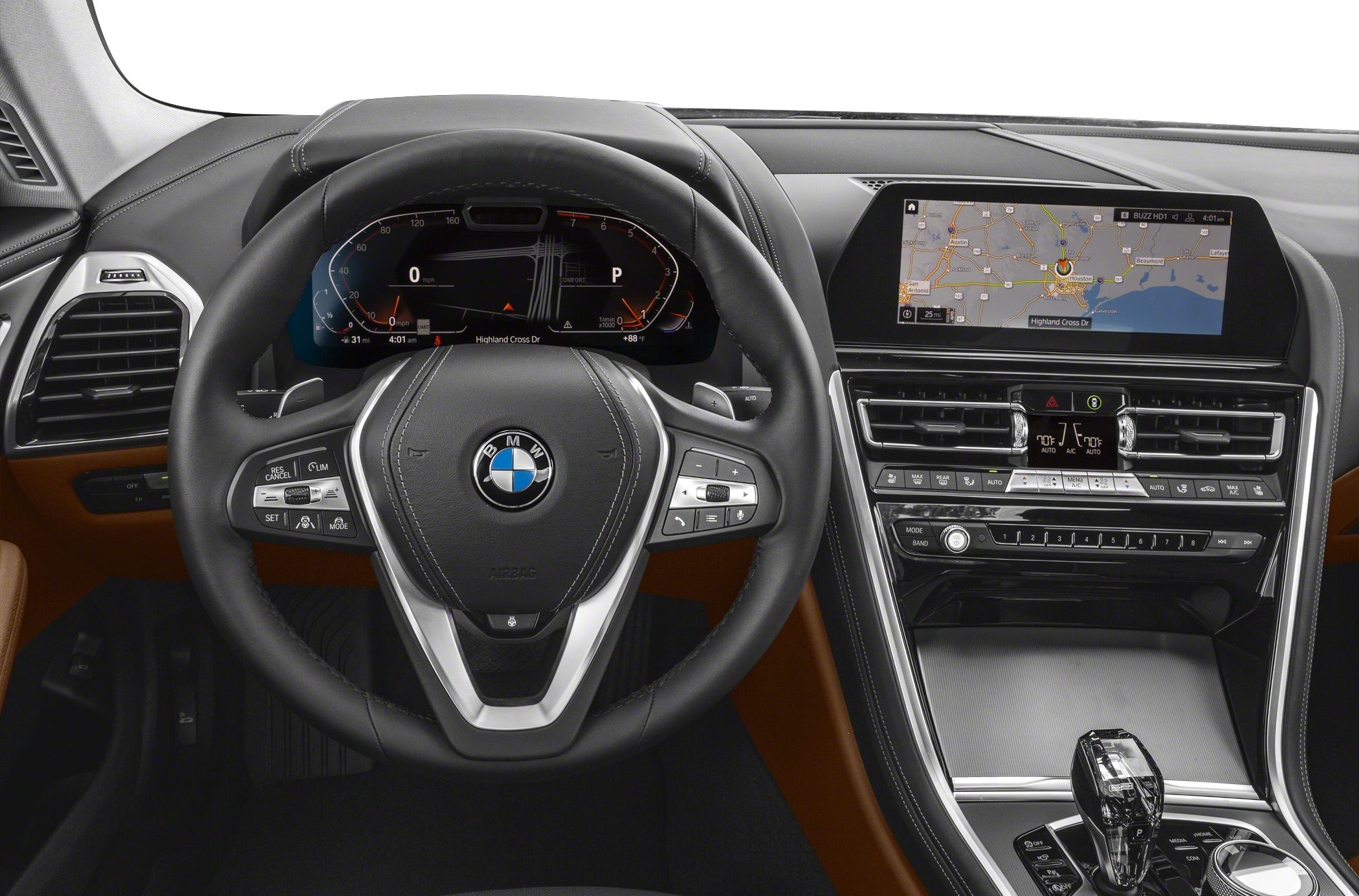 Digital dashboard, navigation screen, multifunction steering wheel