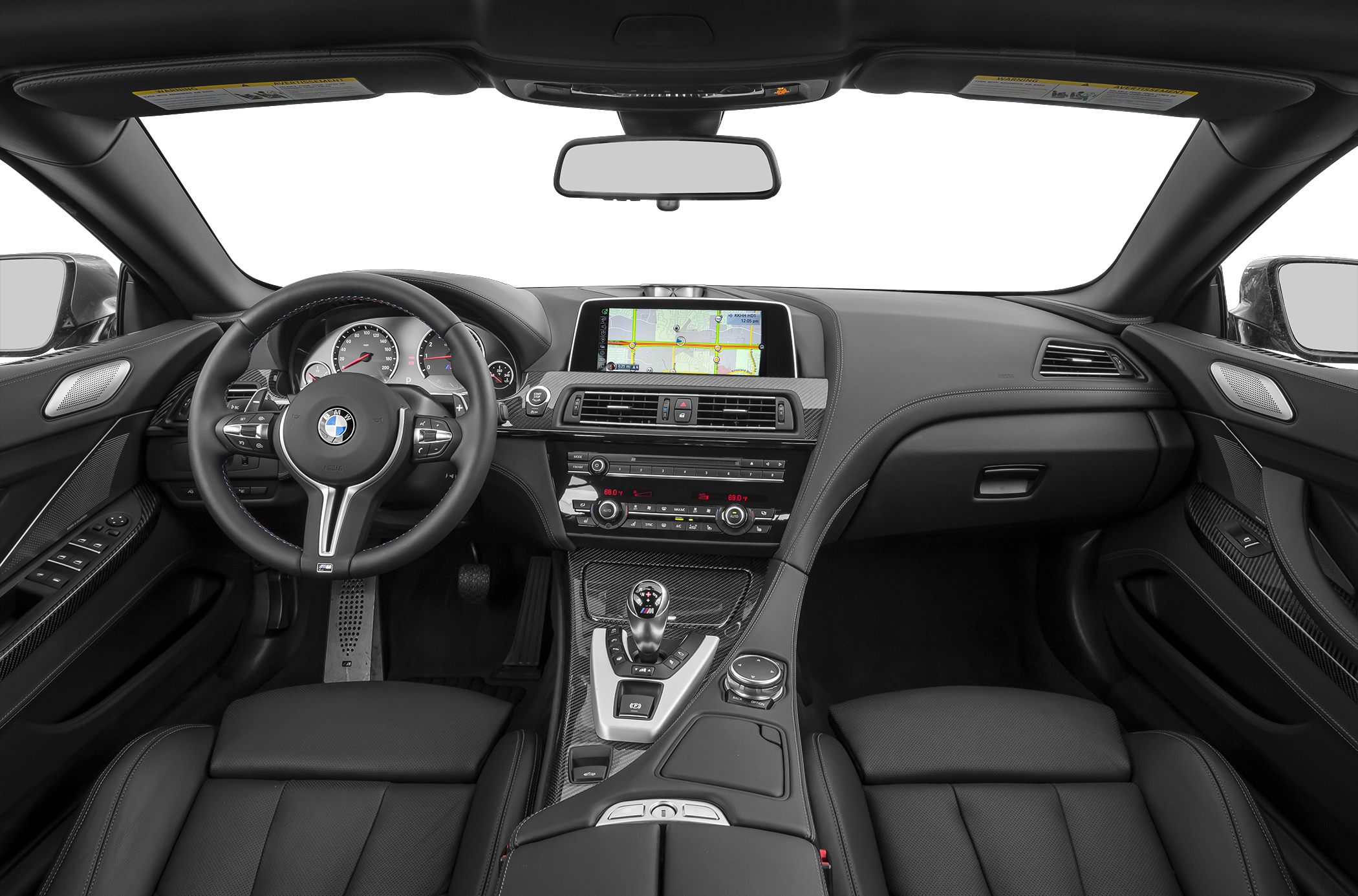 Modern BMW interior with dashboard, steering wheel, and central console.