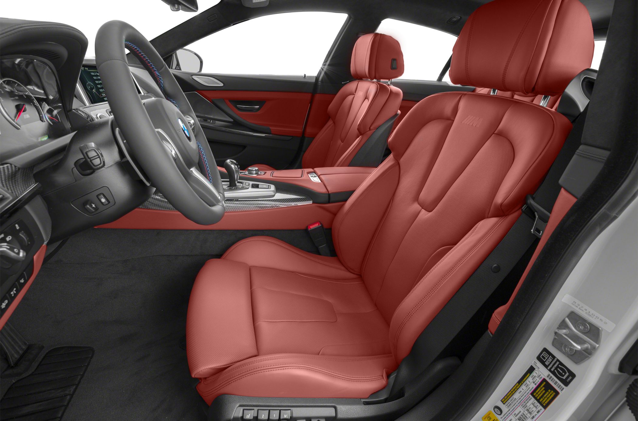 Red leather sport seats and dashboard interior with advanced steering controls