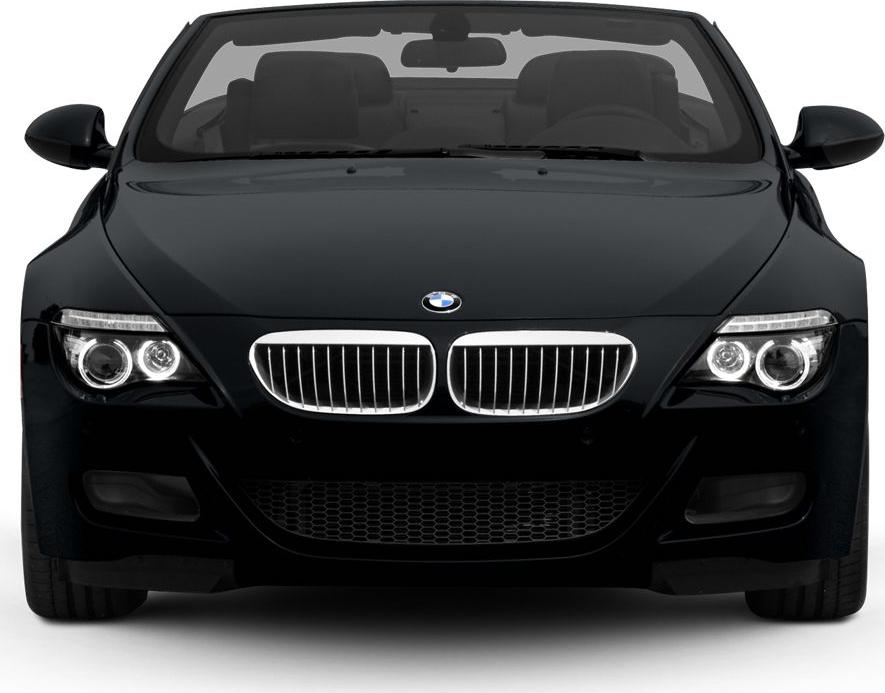 Front view of BMW M6 Convertible with kidney grille and headlights