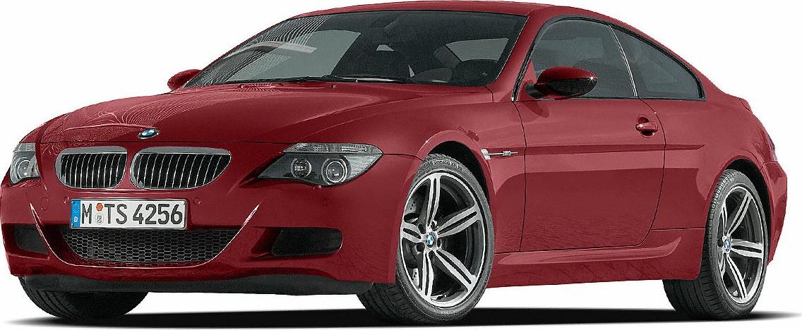 Red coupe with front grille, headlights, and alloy wheels