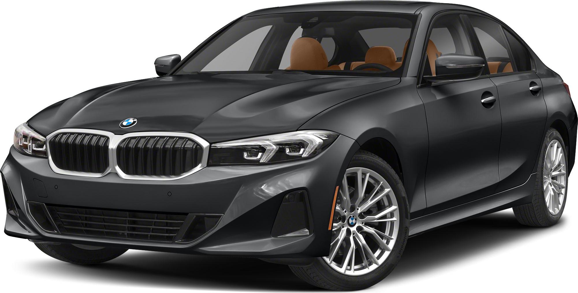 Front grille and headlight design of a luxury sedan in dark finish