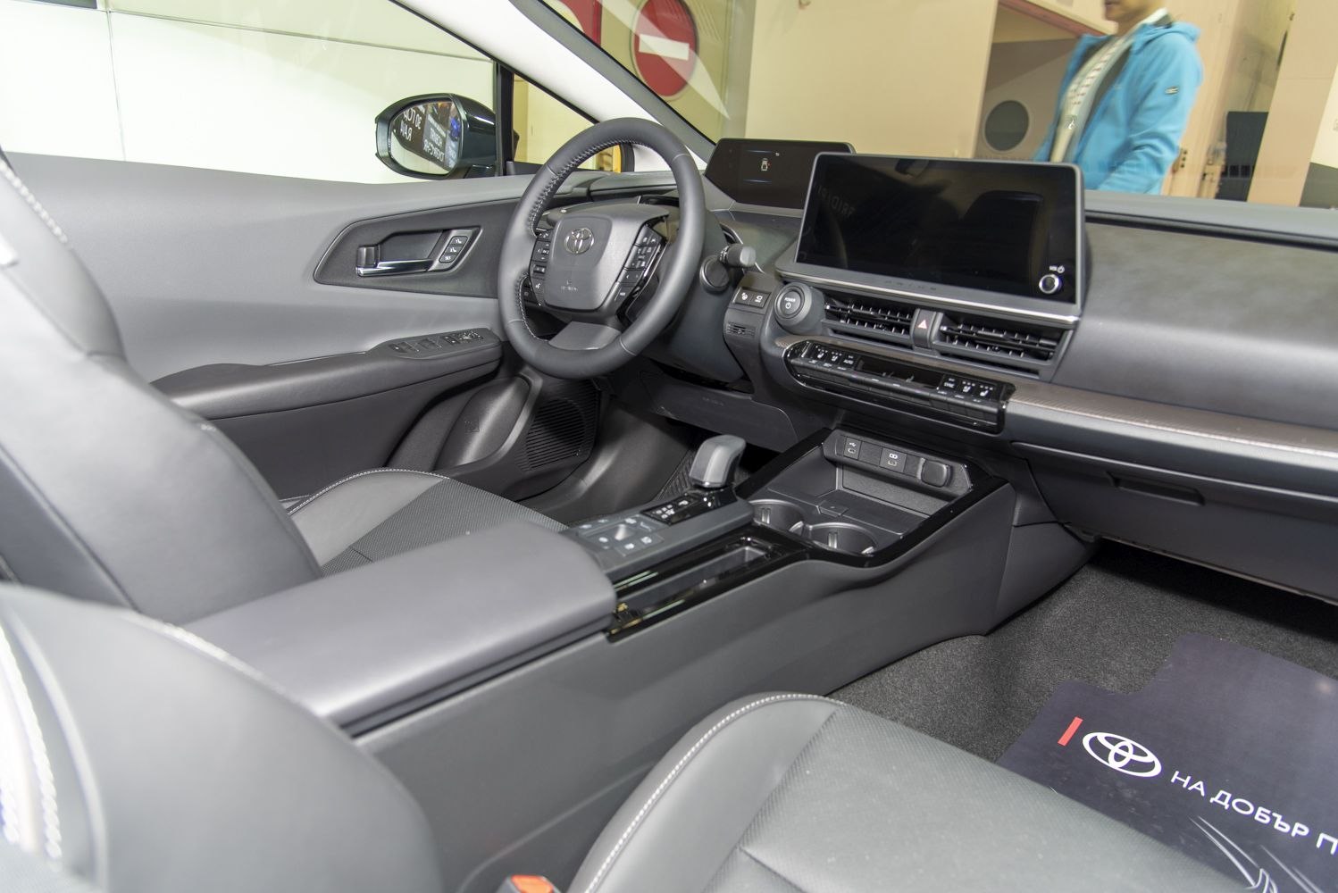 Modern dashboard, steering wheel, and infotainment system interior