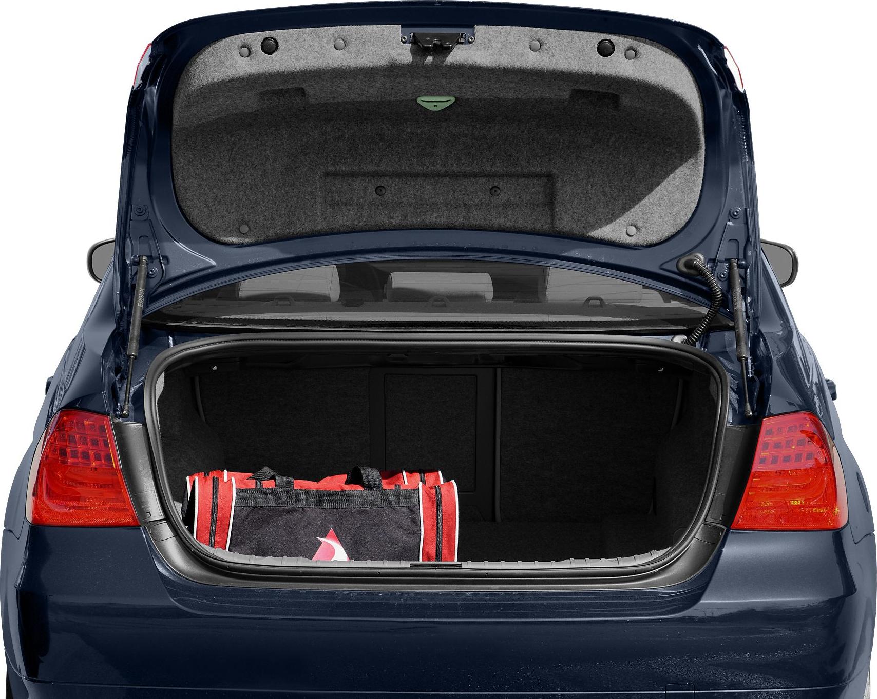 Open trunk showing spacious and well-lined sedan boot interior