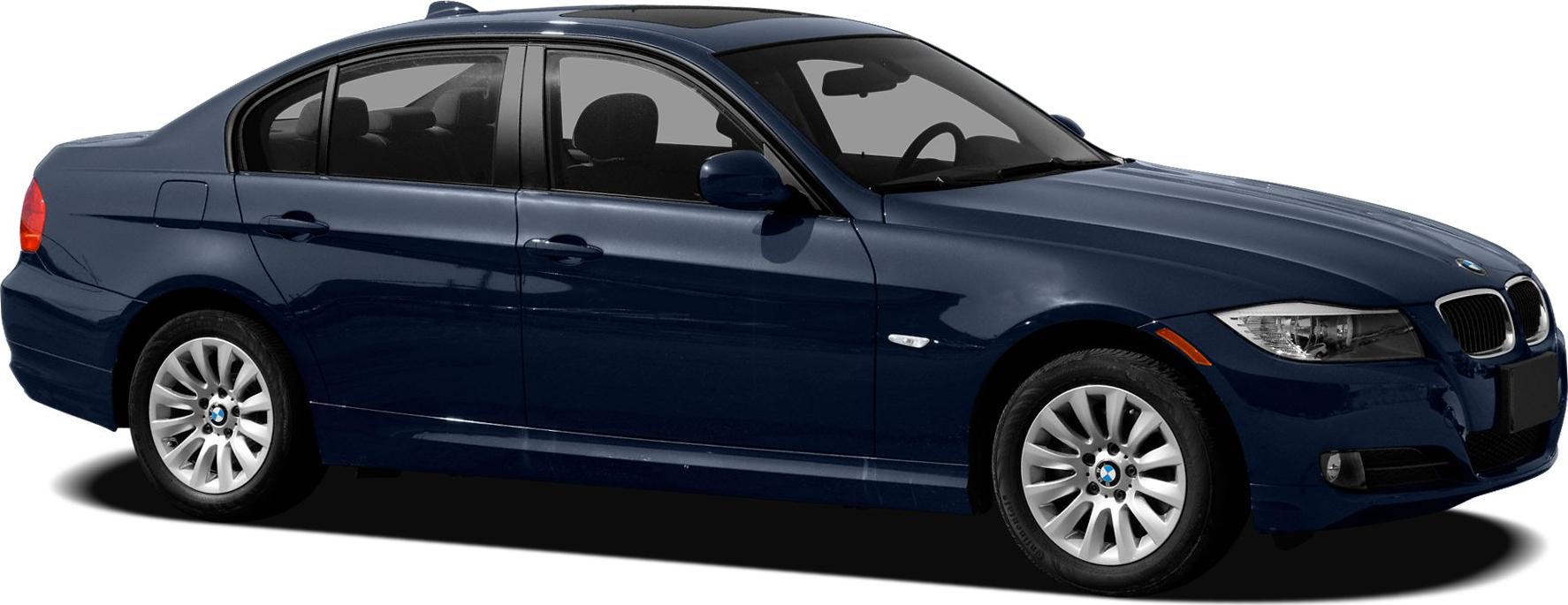 Side view of four-door sedan with alloy wheels in dark blue.