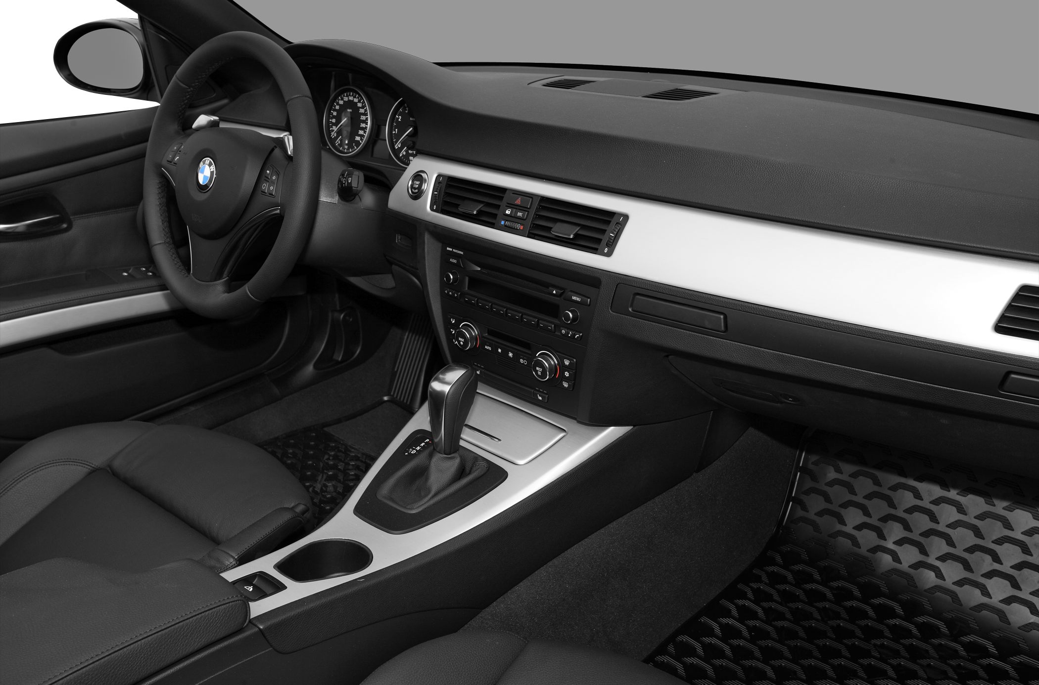 Dashboard, steering wheel, center console of BMW convertible