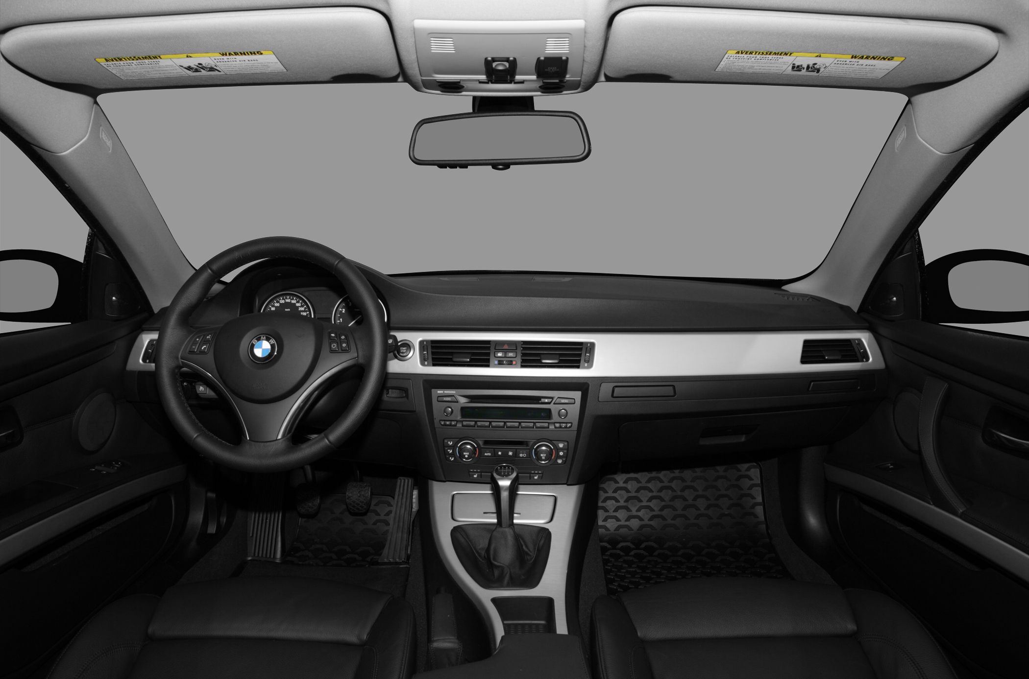 Interior view of BMW 3 Series E92 dashboard and steering wheel