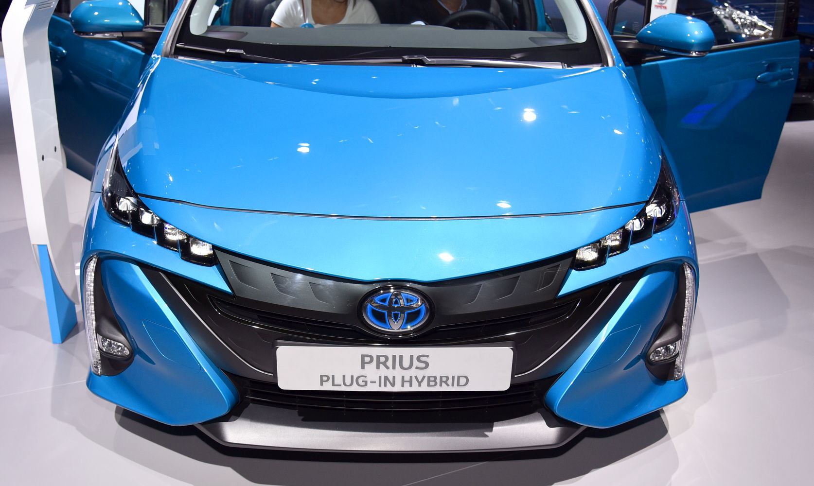 Front view with distinctive headlights and aerodynamic design