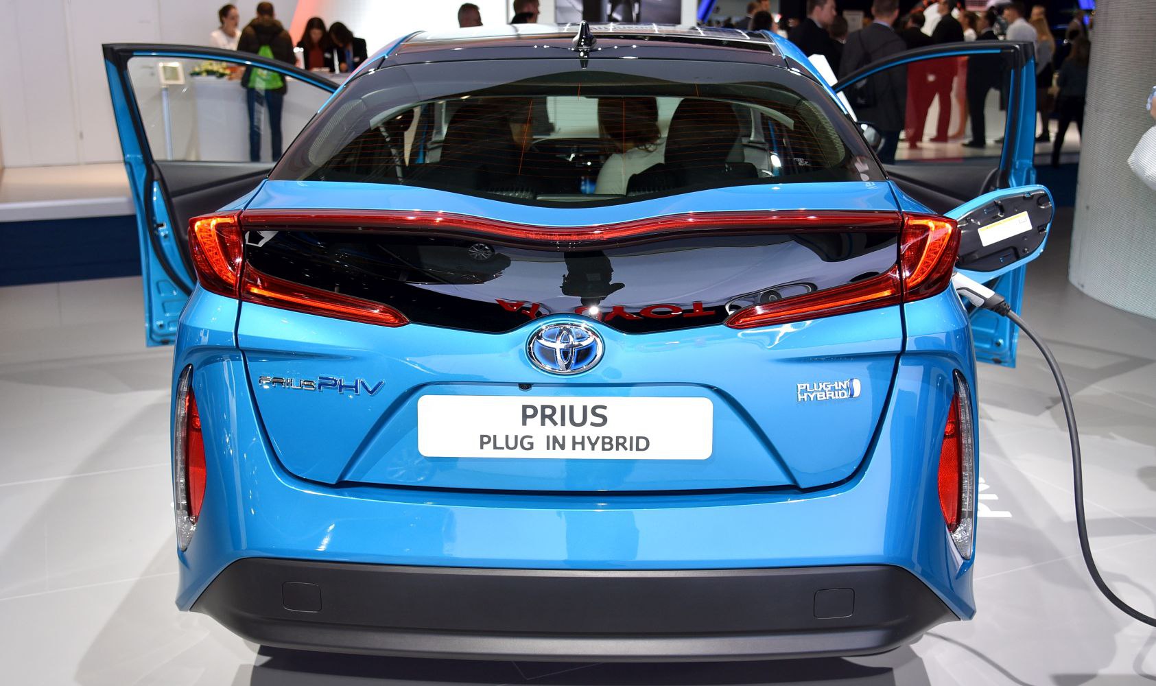Rear view with unique taillights and plug-in hybrid charging port