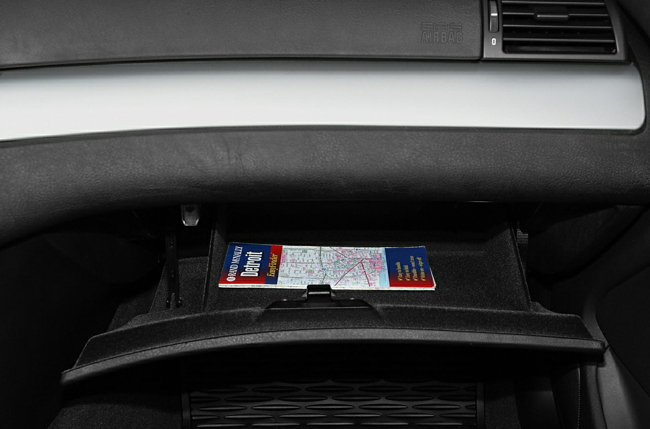 Glove compartment and dashboard interior detail