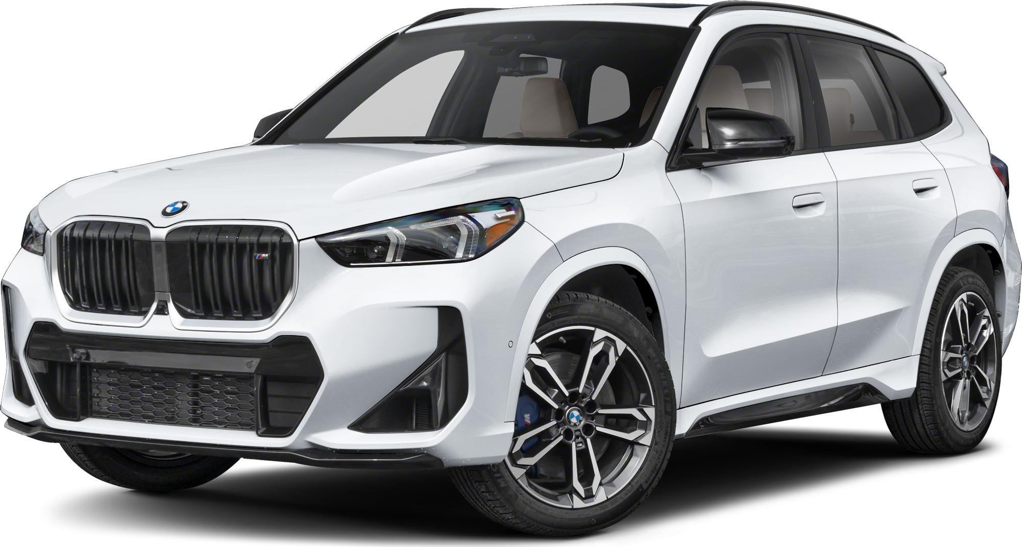 Front angled view with kidney grille and LED headlights
