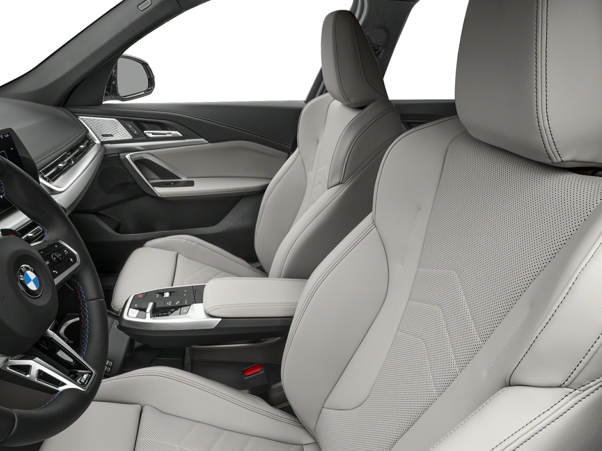 Beige luxury leather seats with modern center console and steering wheel