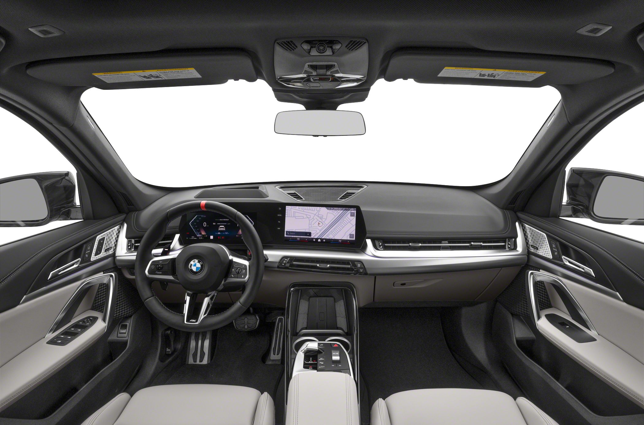 Modern car interior with digital cluster and infotainment screen