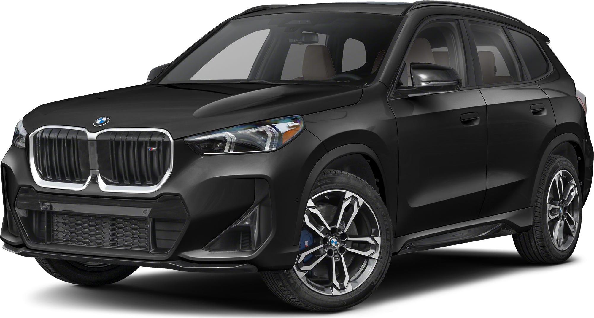 Black SUV front side view with kidney grille and distinctive headlights