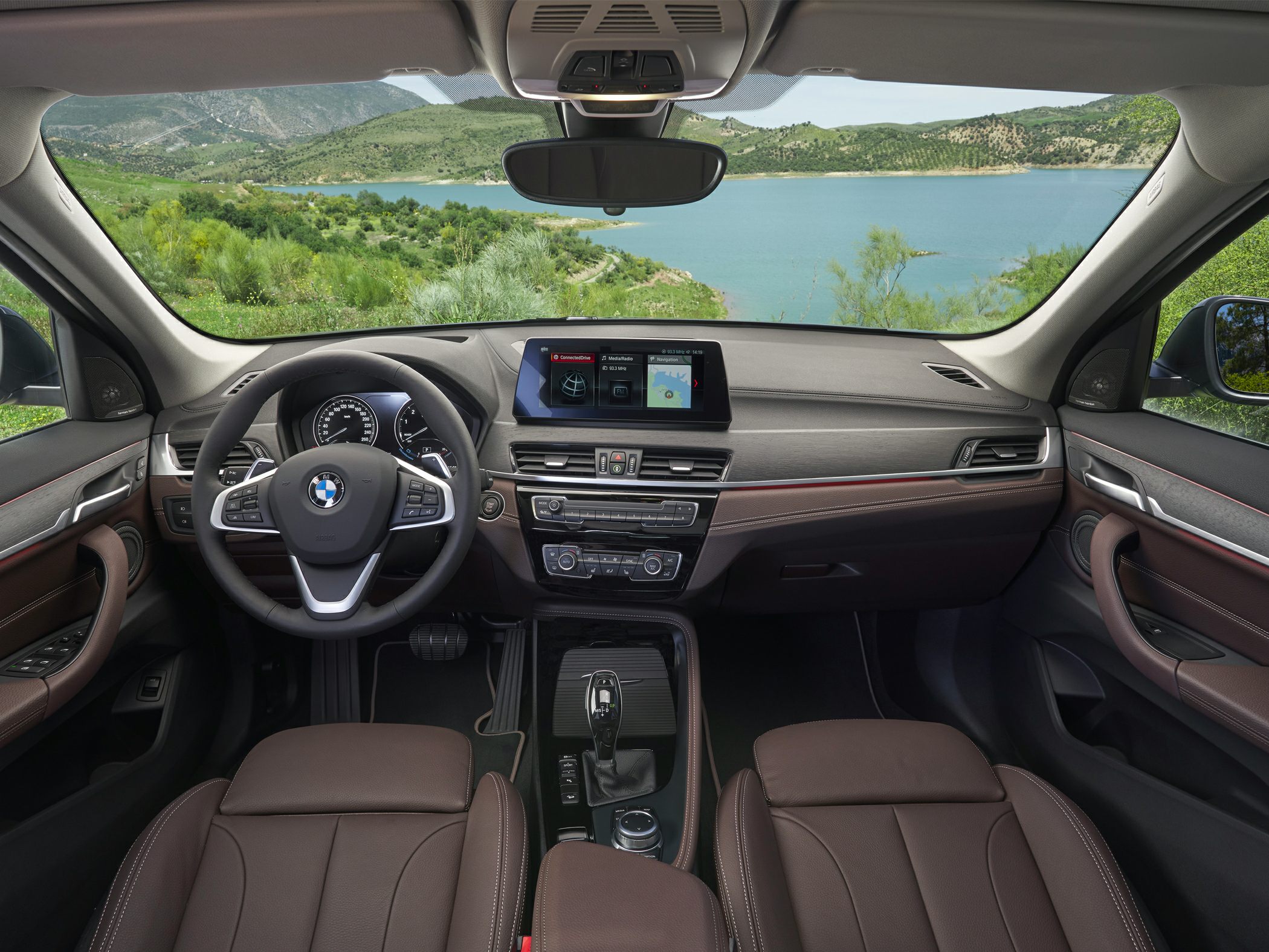 Modern dashboard and steering wheel with infotainment display