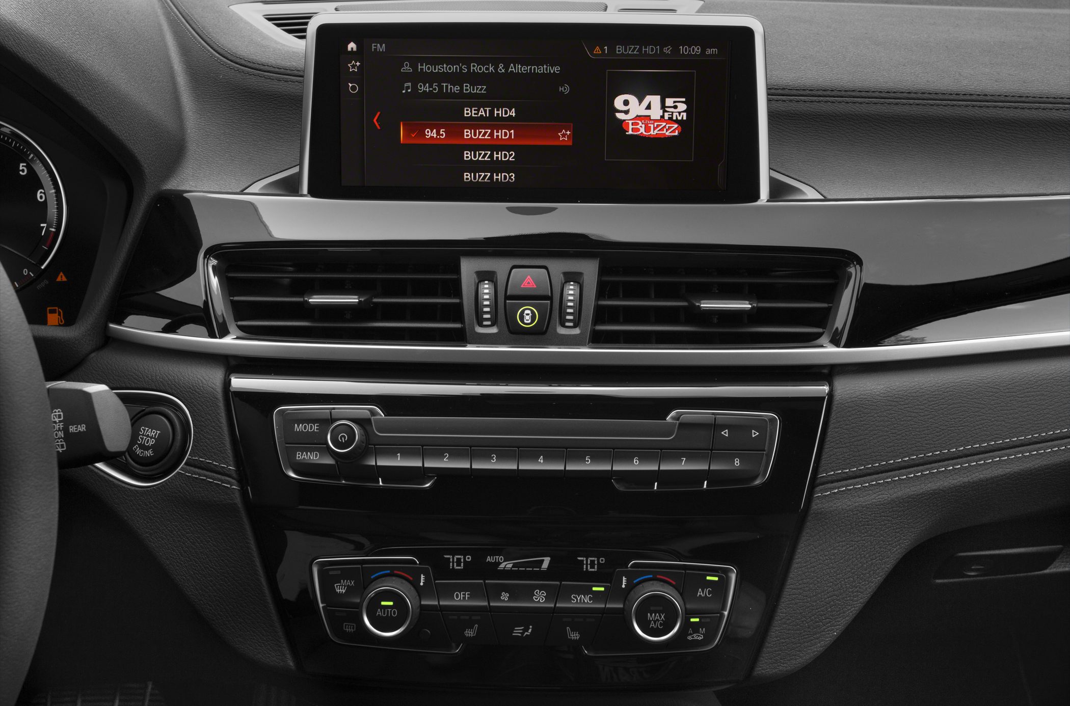 Dashboard with infotainment screen and dual-zone climate control