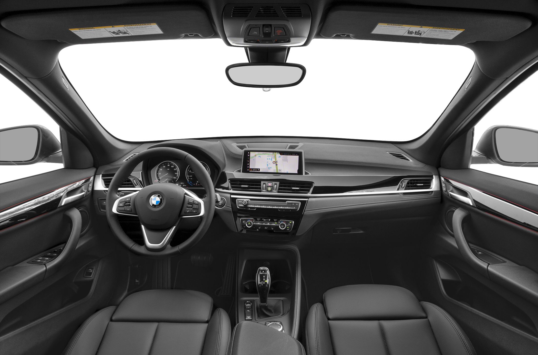 Modern car dashboard with infotainment screen and multifunction steering wheel