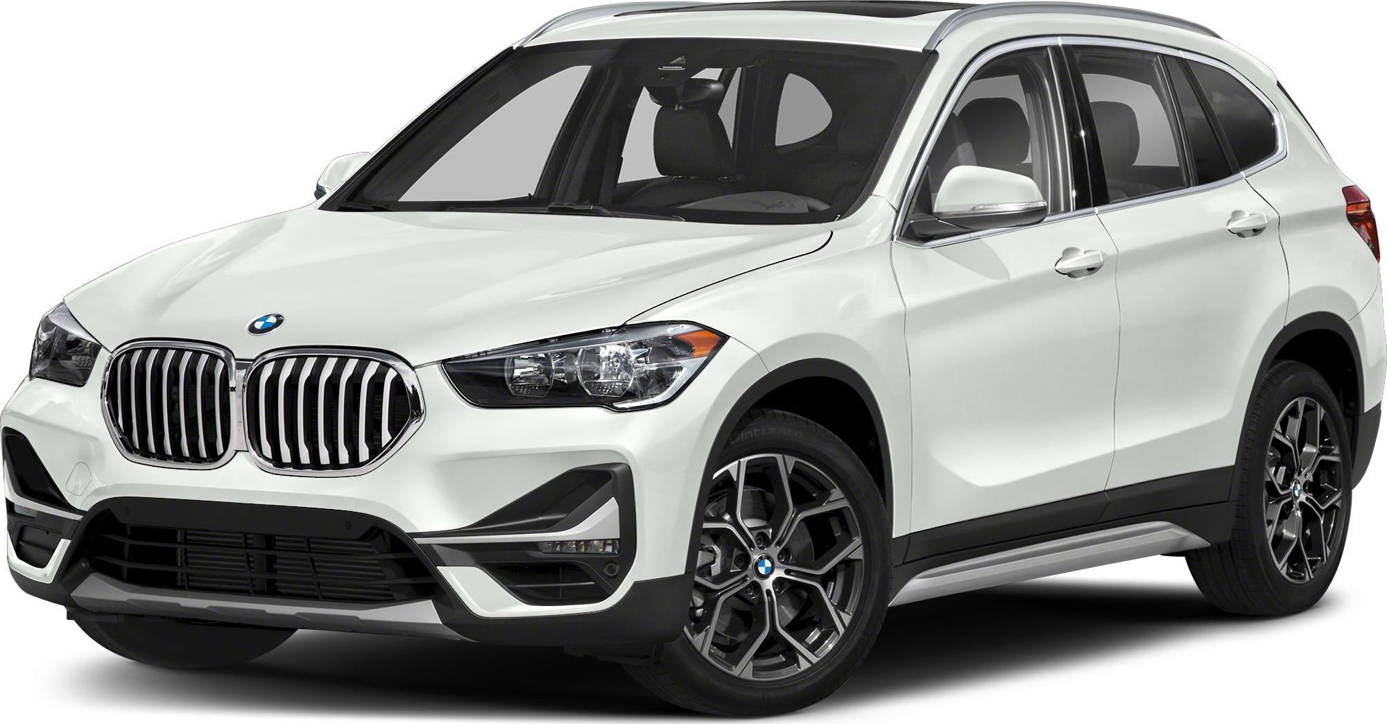 Front side view of a compact luxury SUV with prominent grille and headlights.