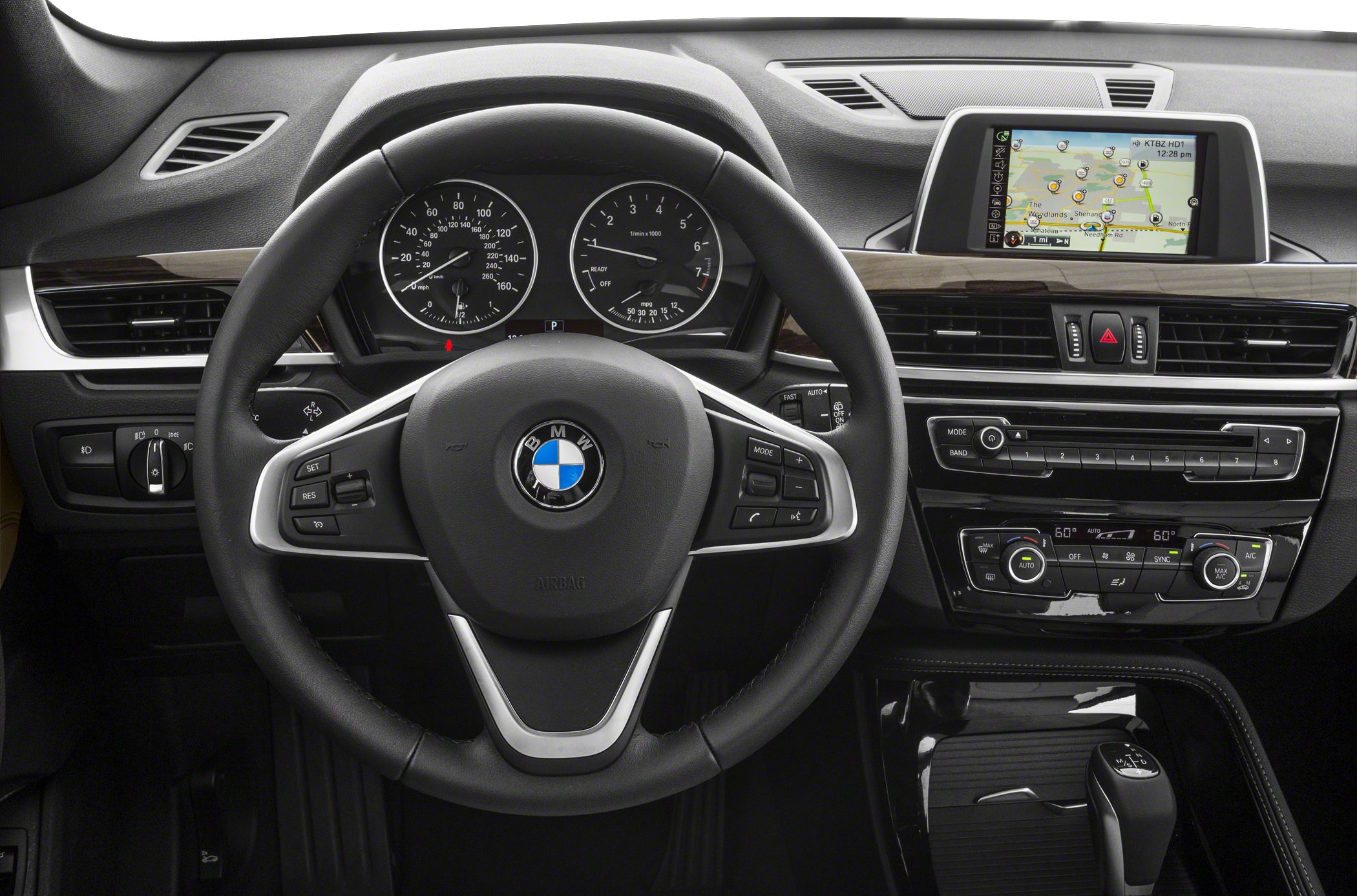 Dashboard, multifunction steering wheel, navigation display