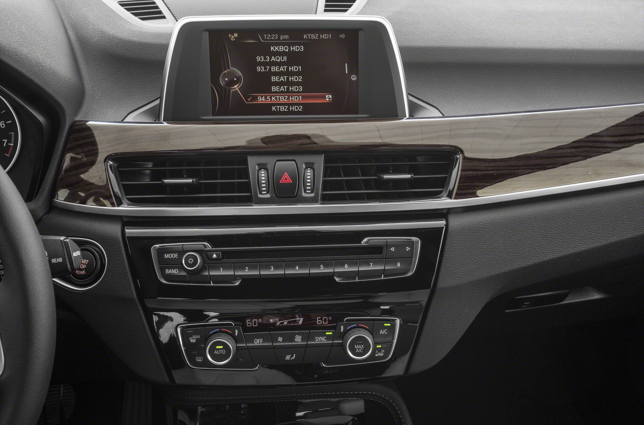 Dashboard with infotainment screen and climate control system