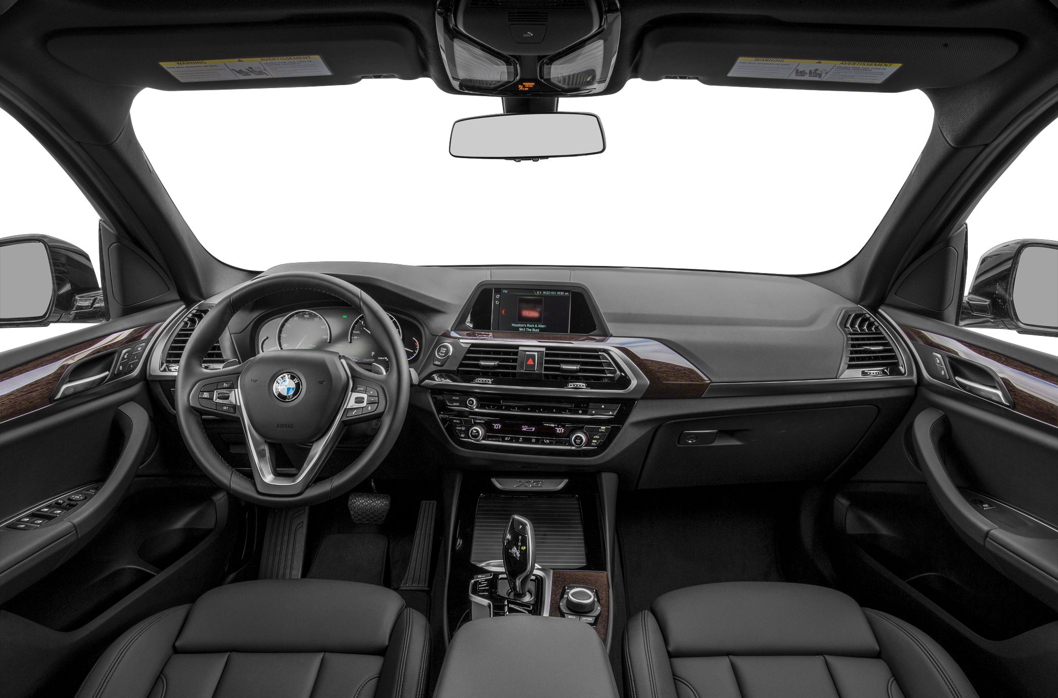 Modern BMW SUV interior with digital display and leather seats