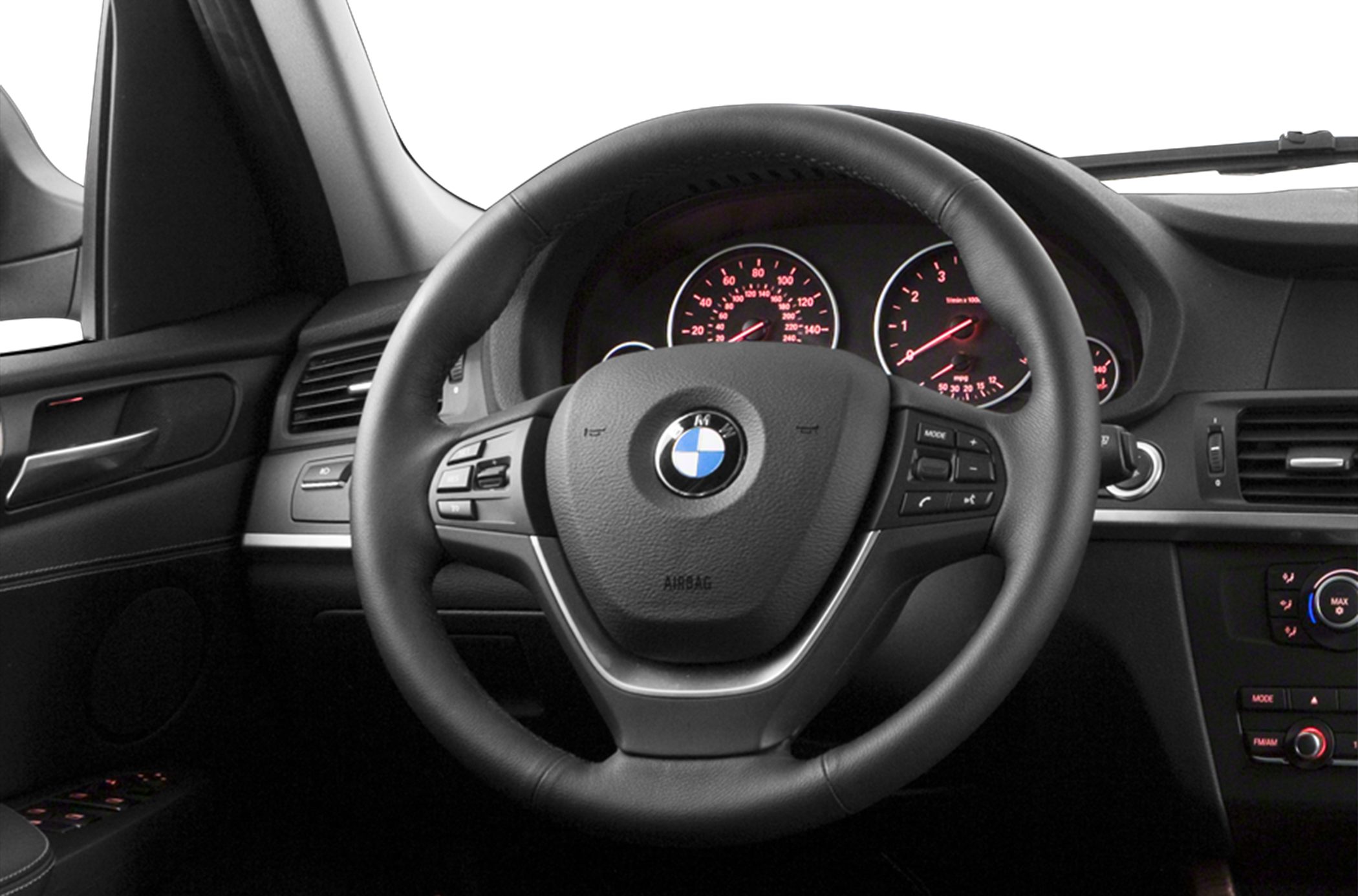 Steering wheel with multifunction buttons and analog gauge cluster