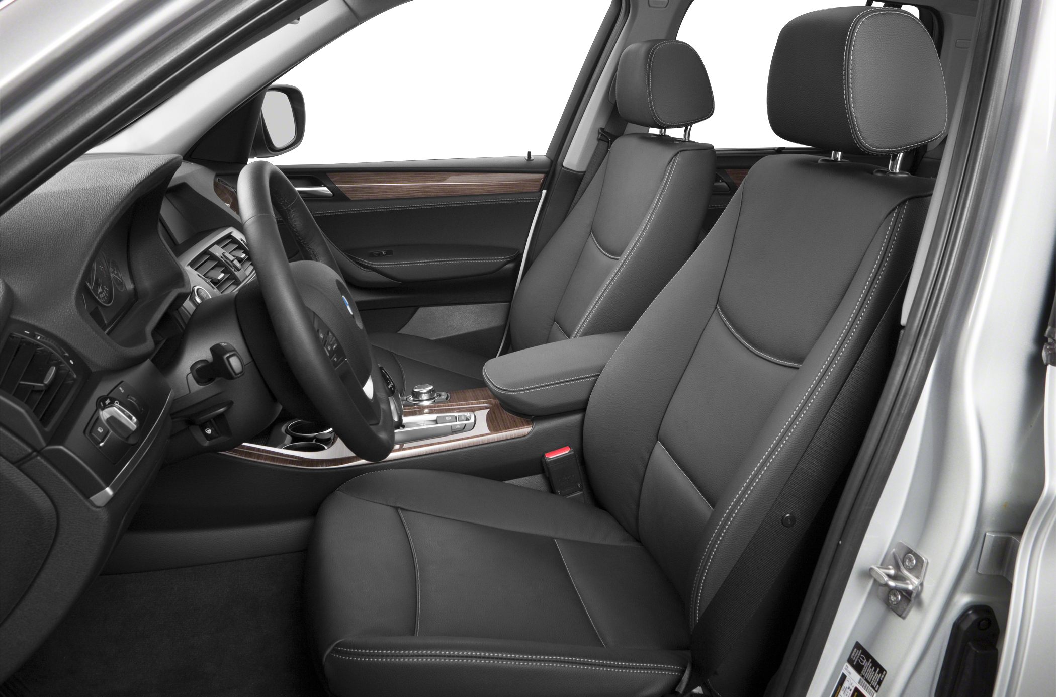 Leather seats and wood trim in luxury SUV interior