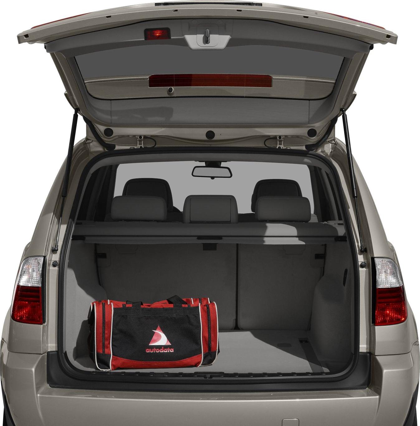 Open trunk with spacious cargo area and rear seats visible