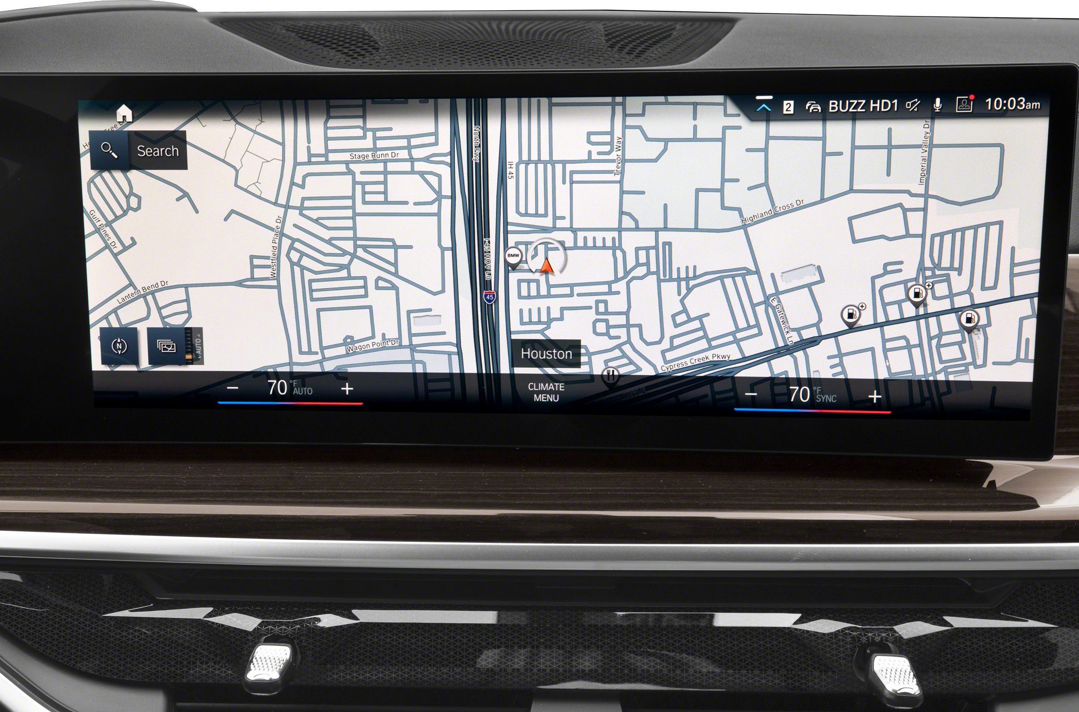 Touchscreen navigation display with climate control interface
