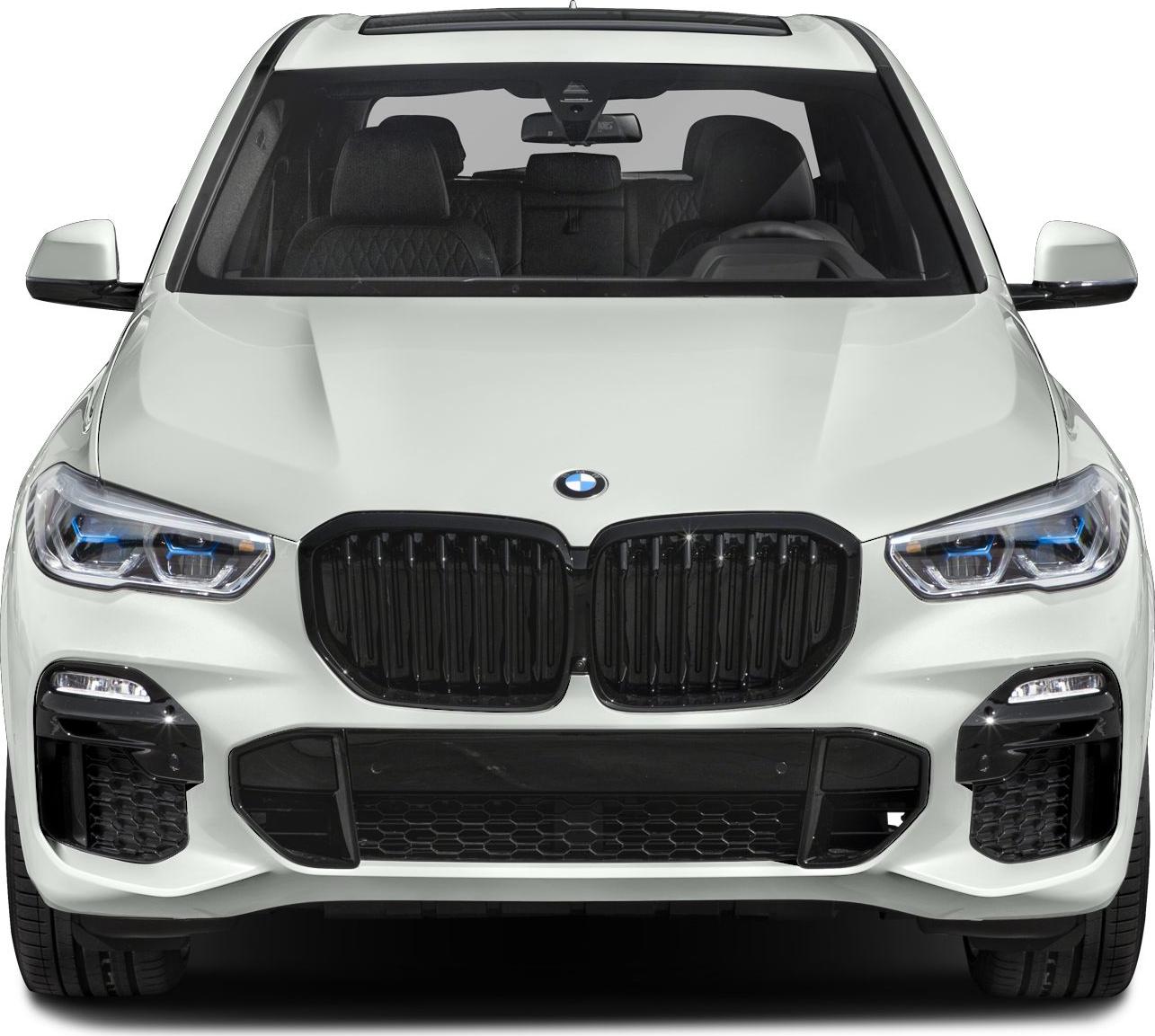 Front view with black kidney grille and LED headlights