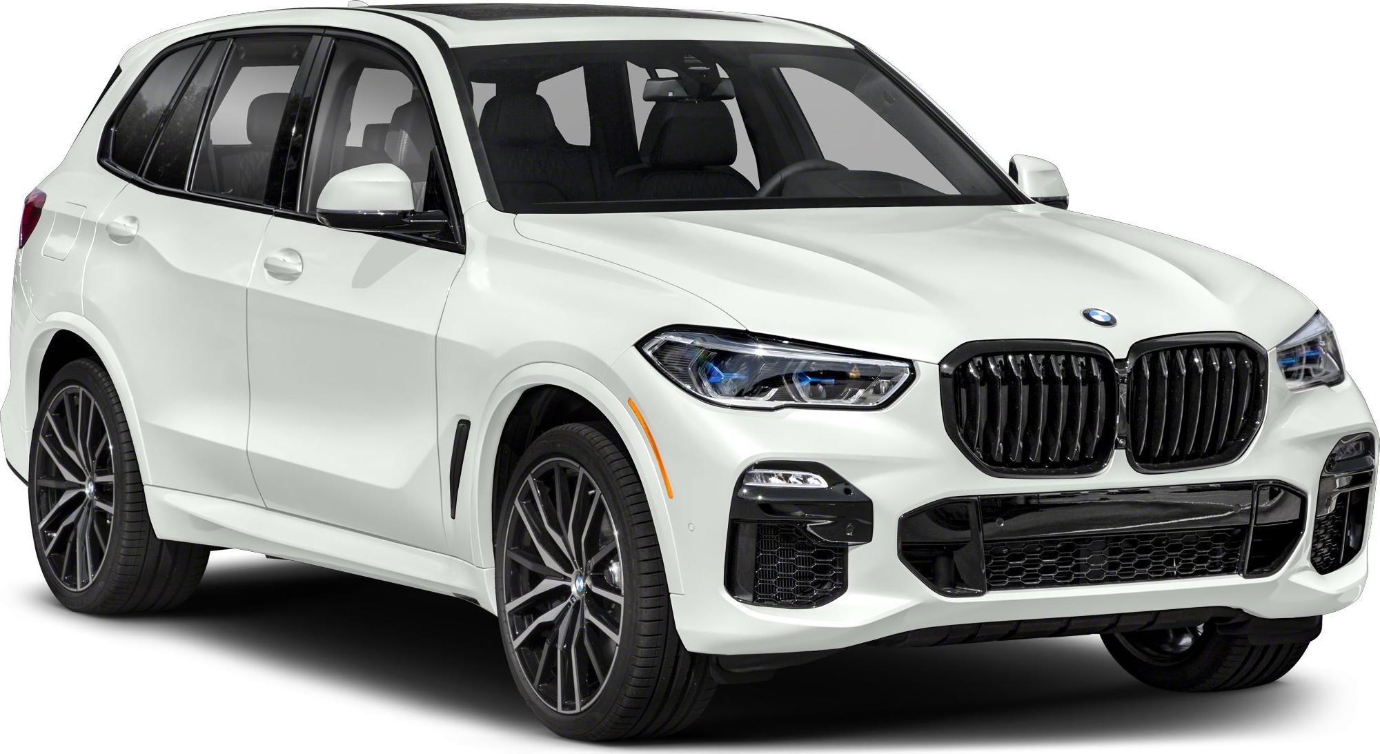White luxury SUV with black kidney grille and LED headlights