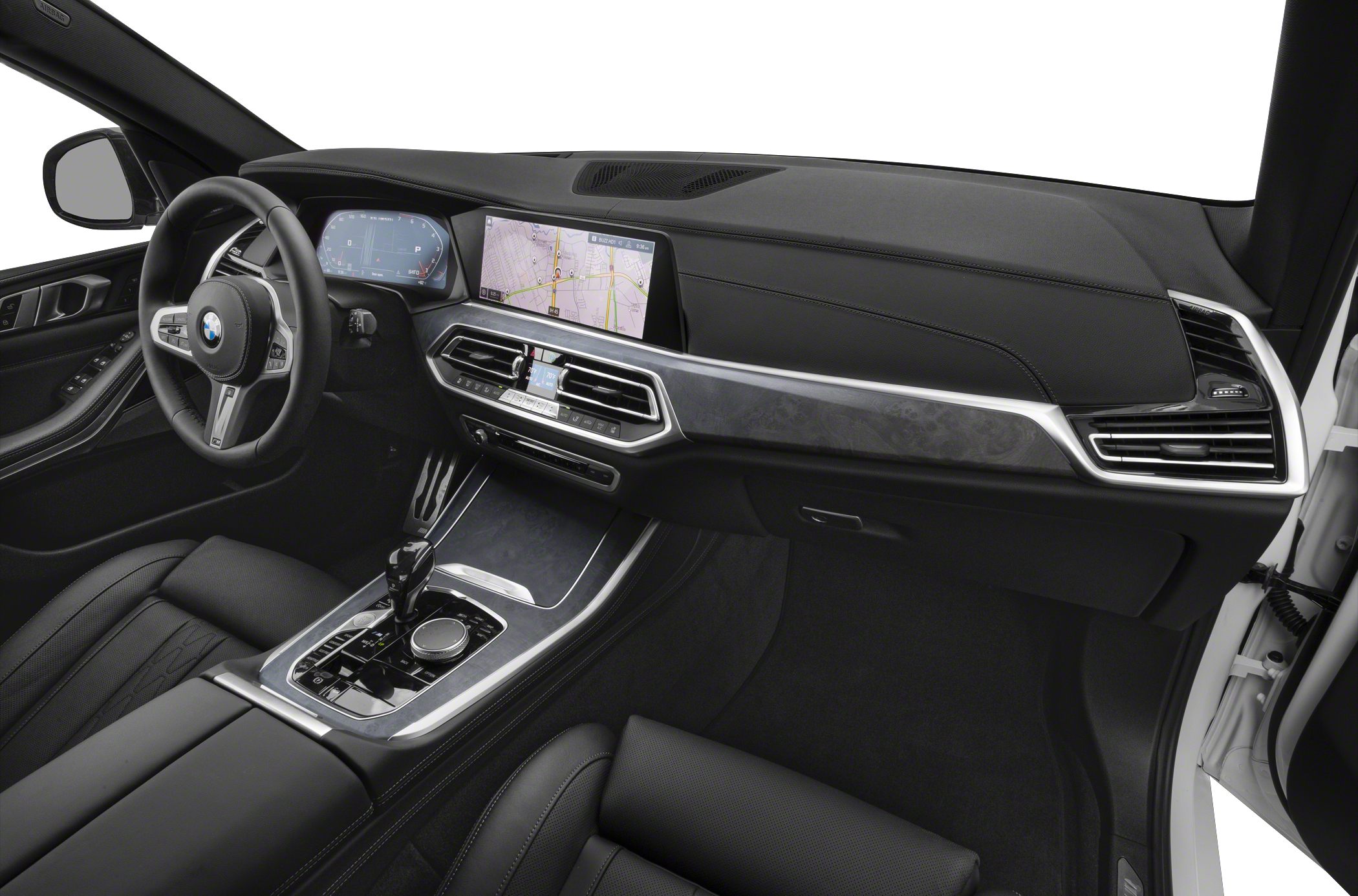 Digital dashboard and touchscreen navigation in luxury SUV interior
