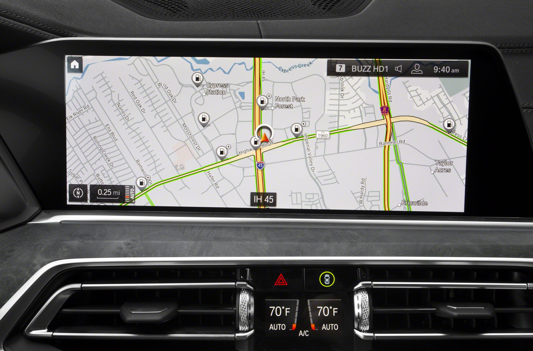 Navigation system with map and dual-zone climate controls