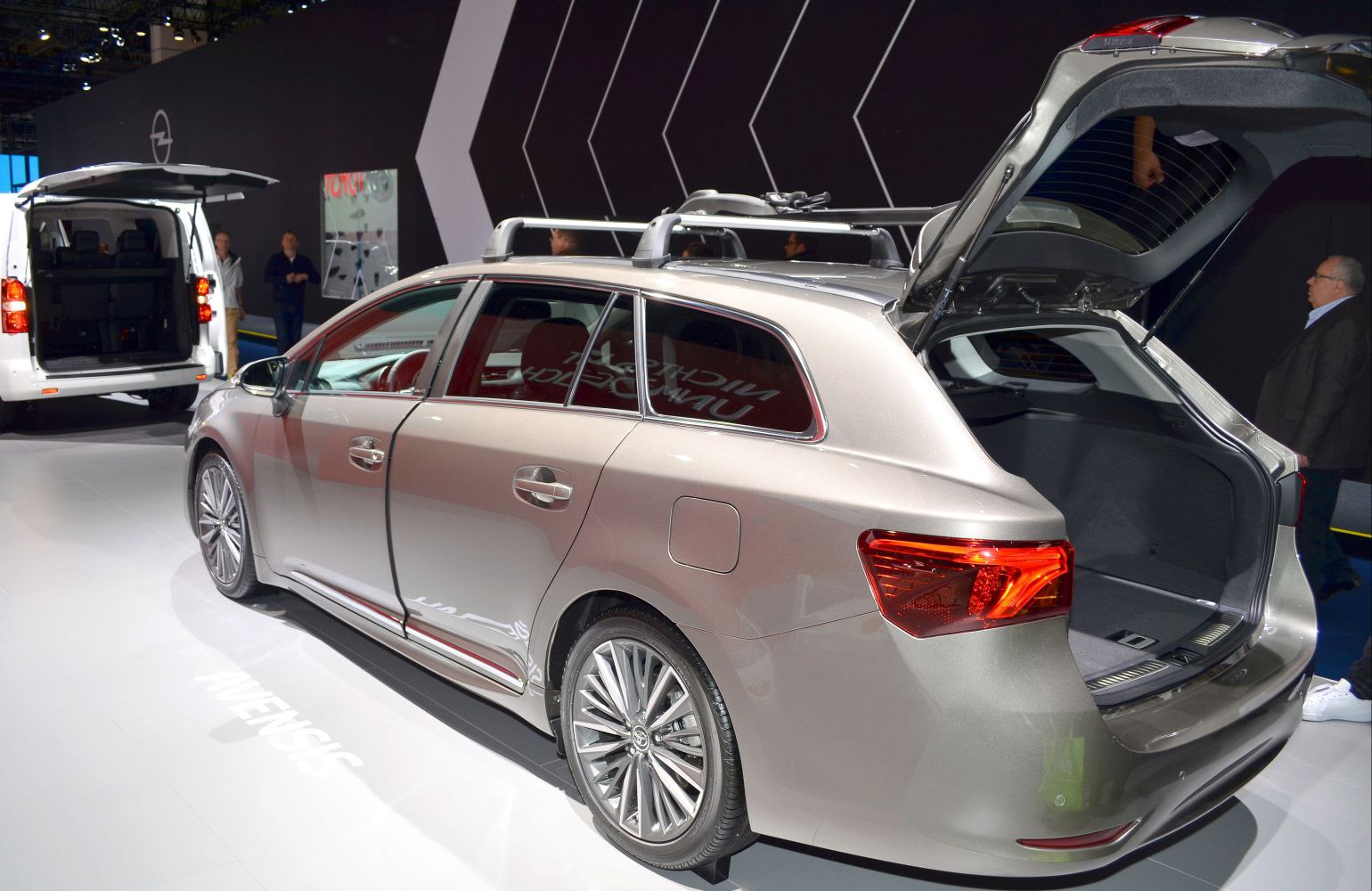 Open rear hatch and roof rails on modern station wagon