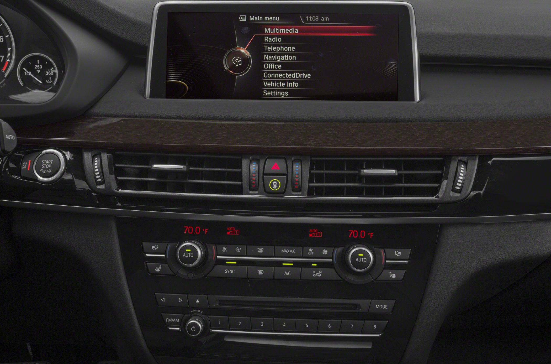 Multimedia display and dual-zone climate control of car interior