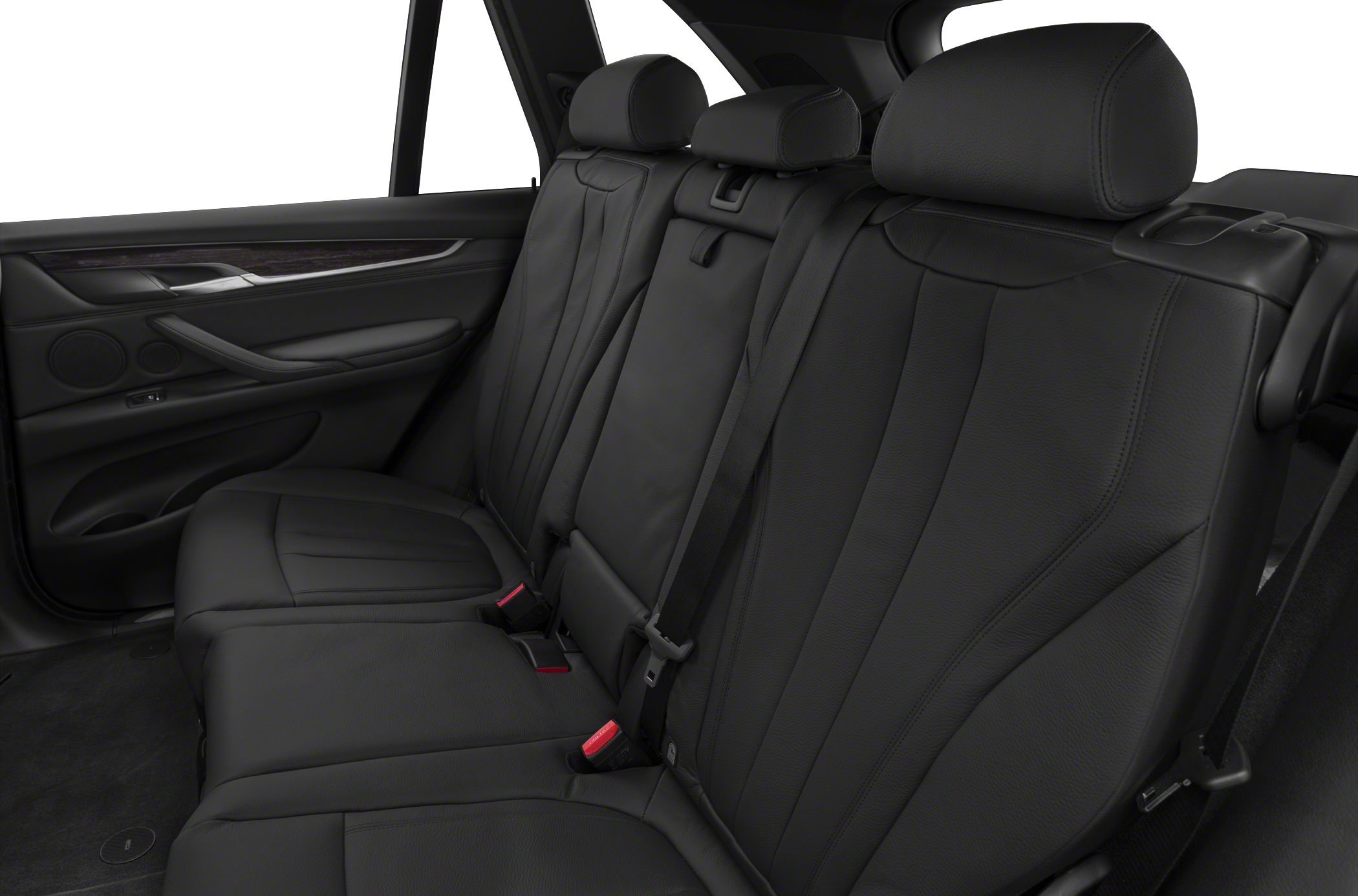 Black leather rear seats with headrests and seat belts