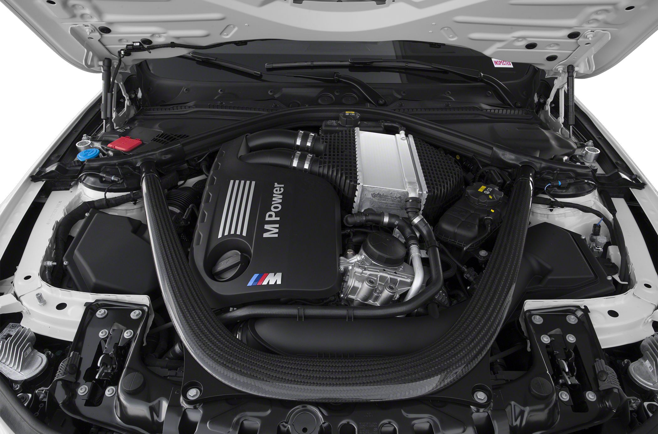 Engine bay with M Power cover and carbon fiber brace