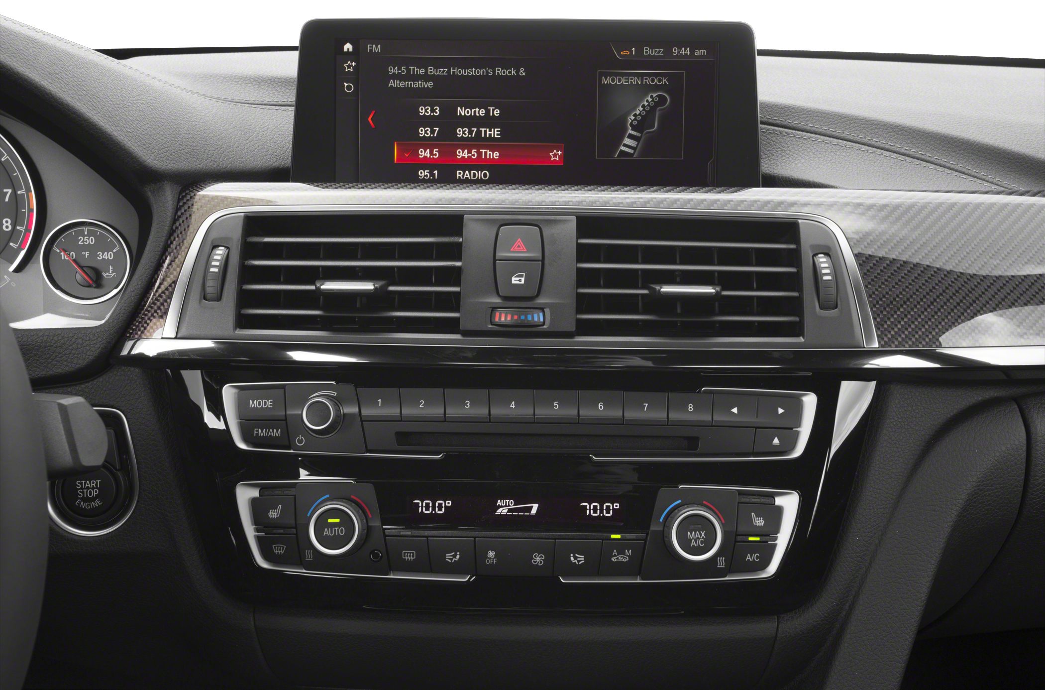 Dashboard with infotainment screen and dual-zone climate controls