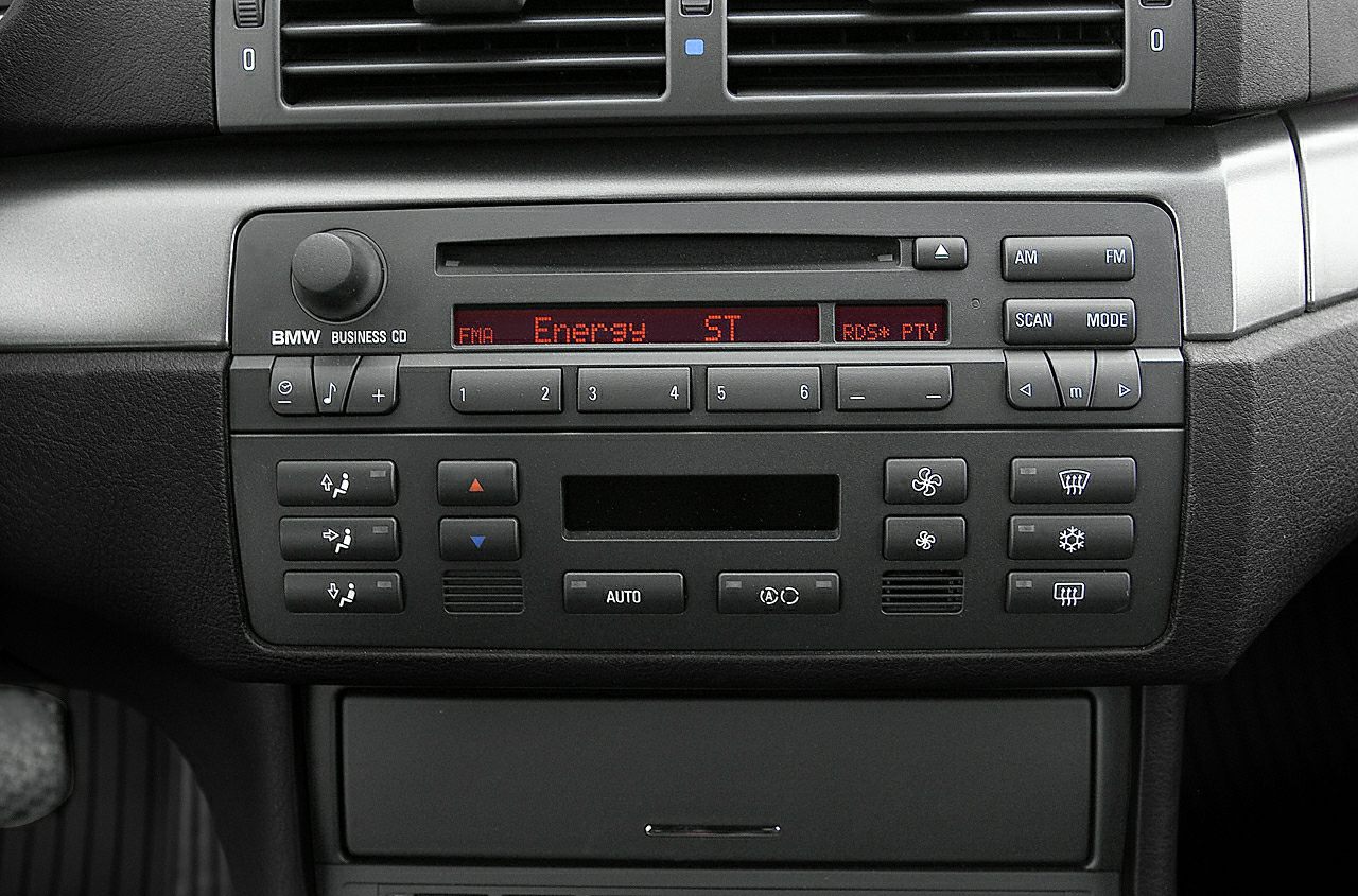 BMW Business CD player and climate control panel with digital display