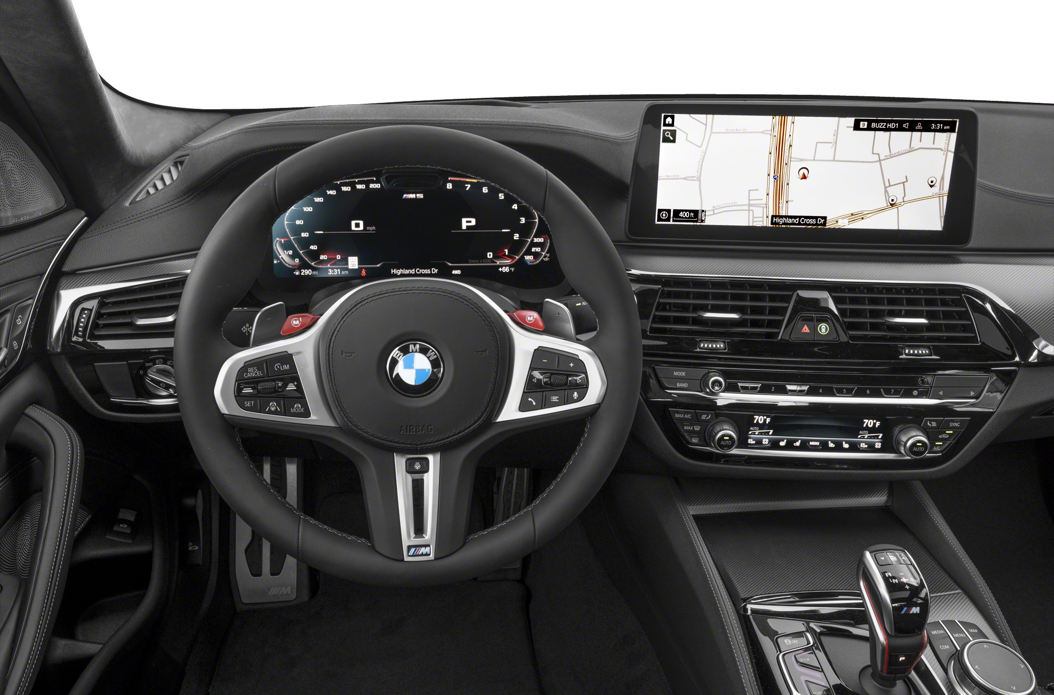Digital instrument cluster with navigation display and modern center console